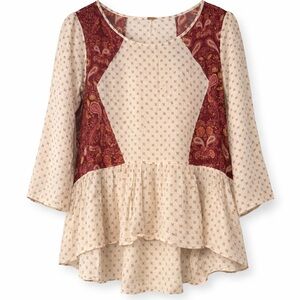 Free People Dandelion Paisley Boho Peplum Top Size XS